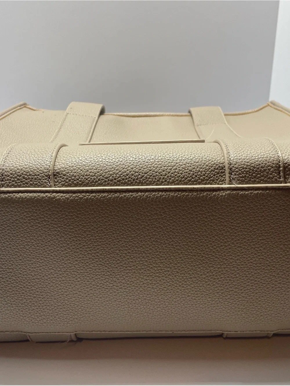 Neutral Beige Pebbled Tote Bag with Top Handles